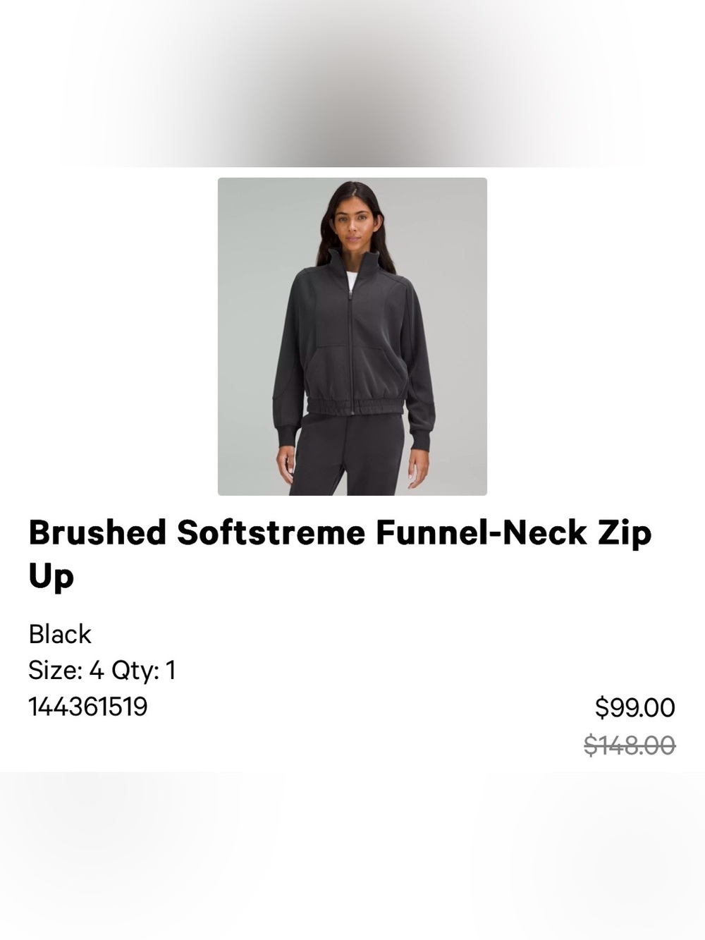 Lululemon Brushed Softstreme Funnel Neck Zip Up Sz 4